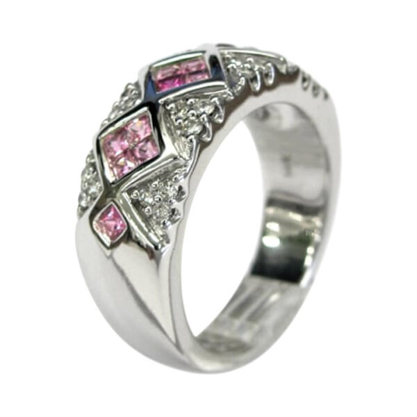 Ladies Diamond and Pink Sapphire Ring - Image 2