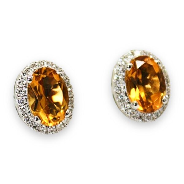 Ladies Diamond and Citrine Earrings - Image 2