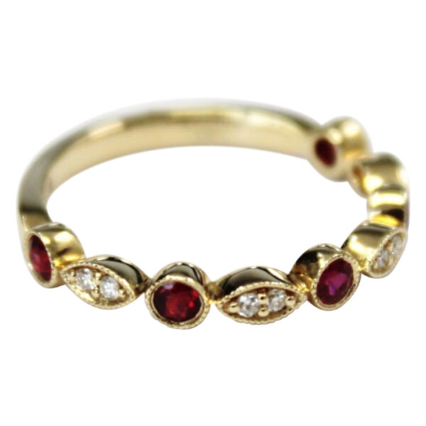 Ladies Ruby and Diamond stackable Ring