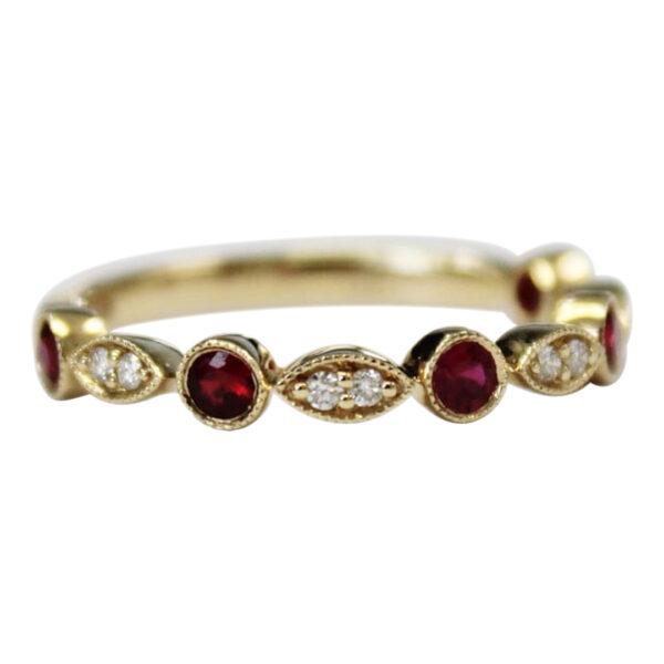 Ladies Ruby and Diamond stackable Ring - Image 2