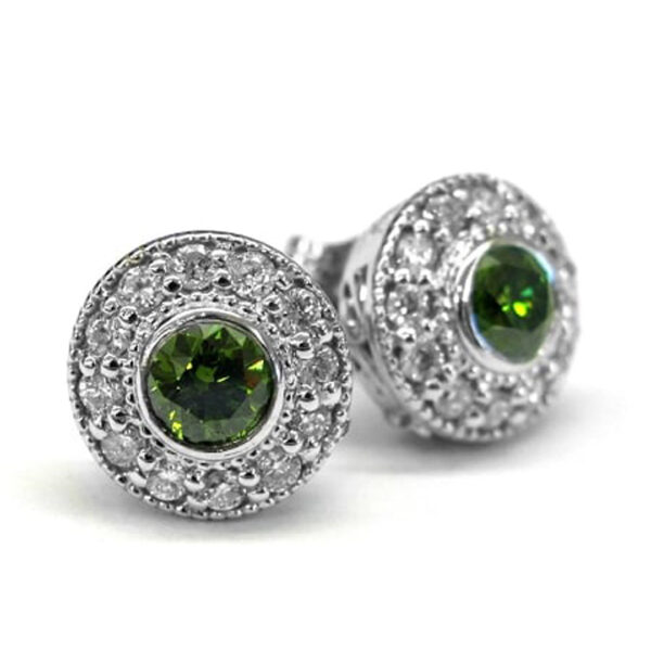 Ladies Green Diamond Earrings