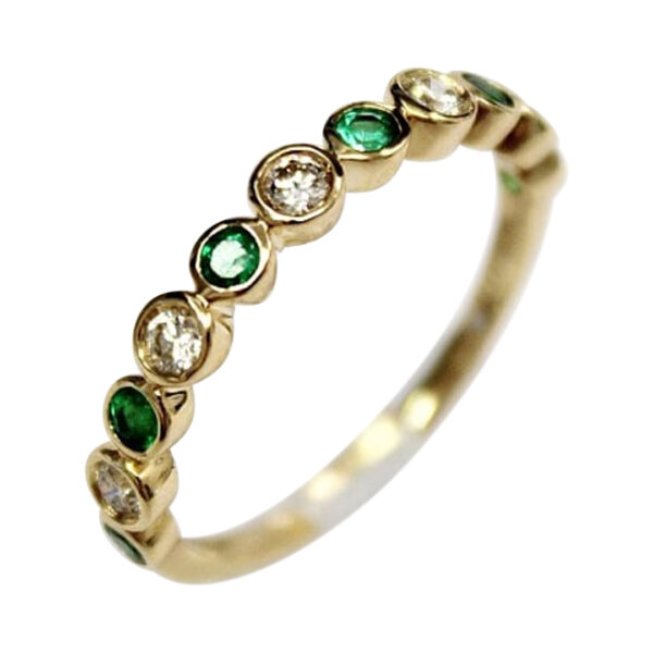 Ladies Emerald and Diamond stackable Ring