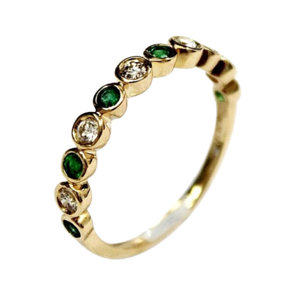 Ladies Emerald and Diamond stackable Ring - Image 2