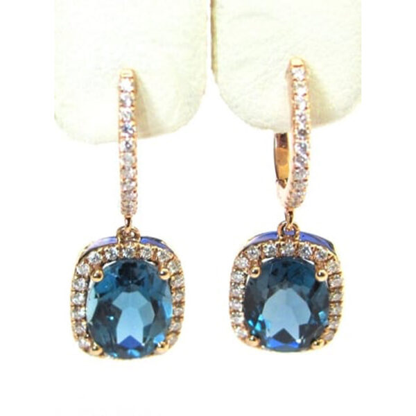 Ladies Diamond and Blue Topaz Earrings