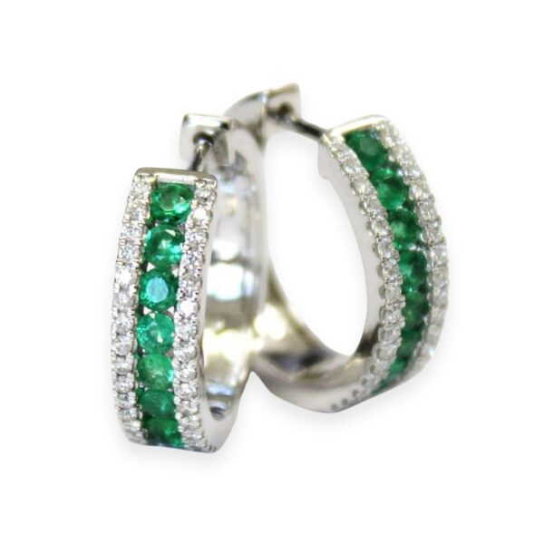 Ladies Emerald and Diamond Earrings - Image 2