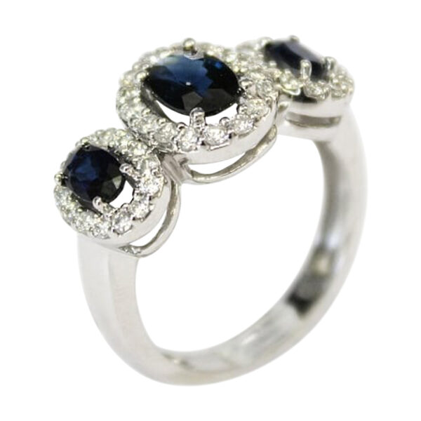 Ladies Blue Sapphire and Diamond Ring