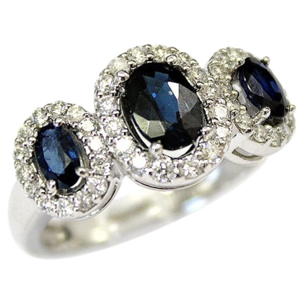 Ladies Blue Sapphire and Diamond Ring - Image 2