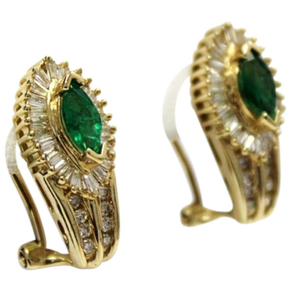 Ladies Diamond and Emerald Earrings - Image 2