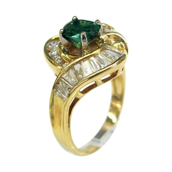 Ladies Diamond and Emerald Ring - Image 2