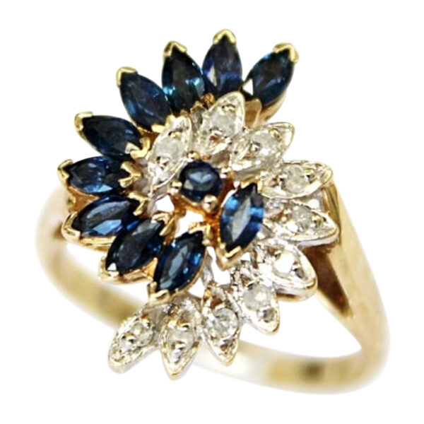 Ladies Blue Sapphire and Diamond Ring