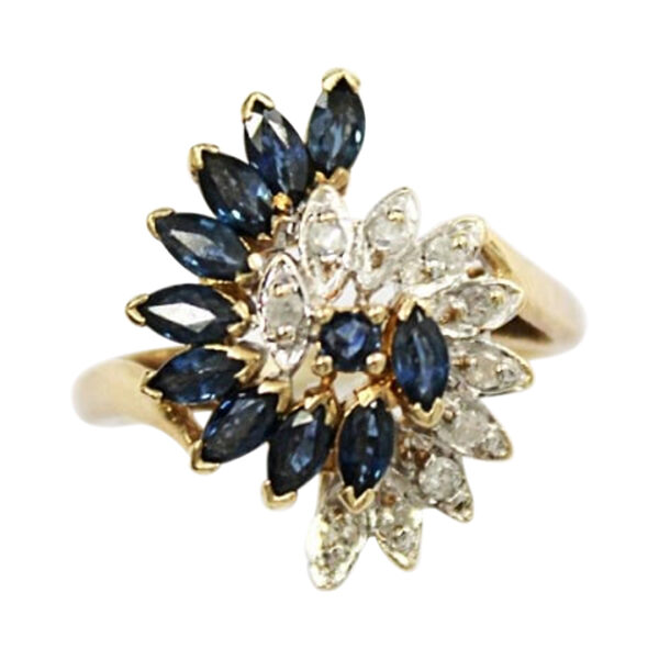 Ladies Blue Sapphire and Diamond Ring - Image 2