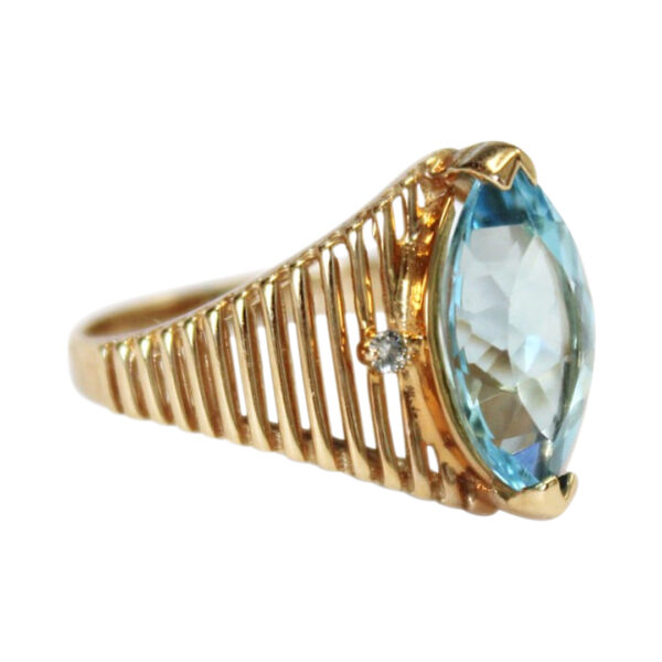 Ladies Blue Topaz and Diamond Ring