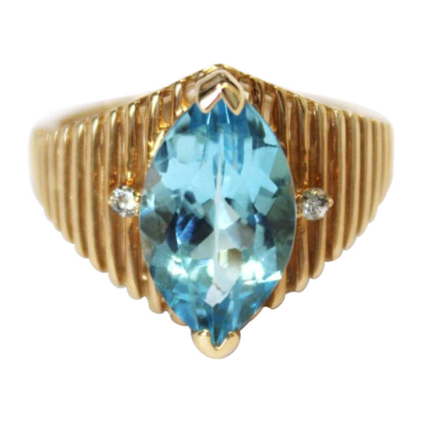 Ladies Blue Topaz and Diamond Ring - Image 2