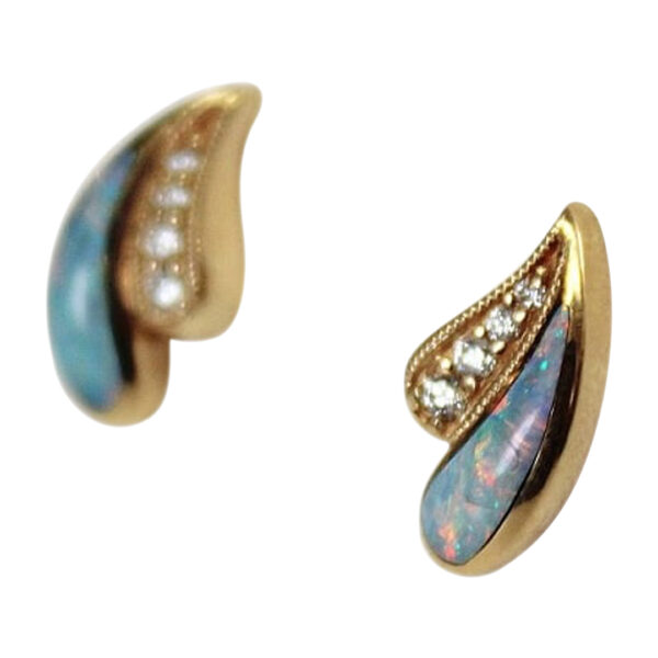 Ladies Diamond and Opal Earrings - Image 2