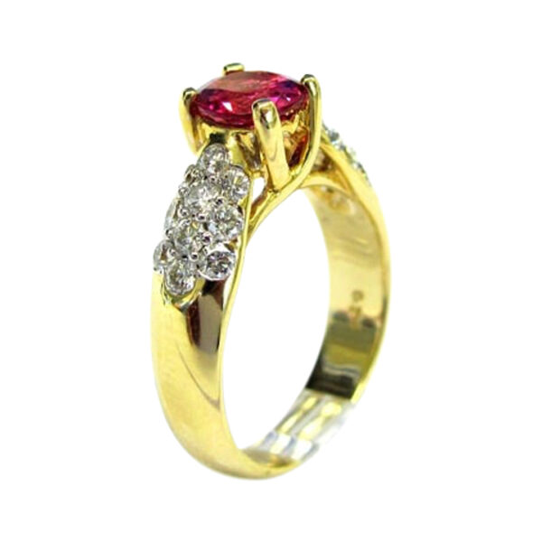 Ladies Pink Tourmaline and Diamond Ring