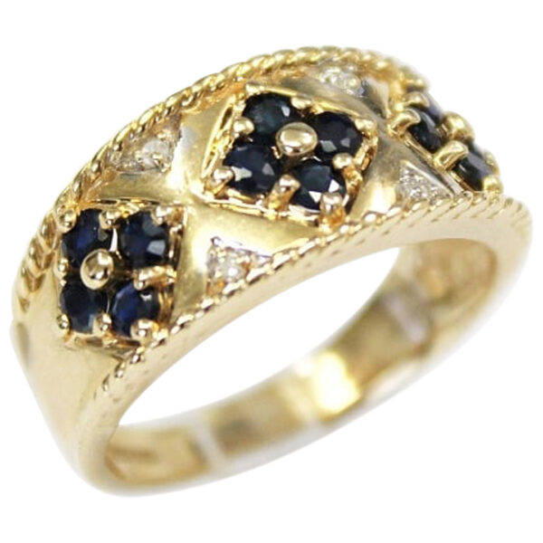 Ladies Blue Sapphire and Diamond Ring