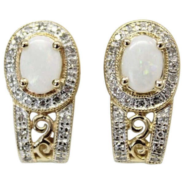 Ladies Diamond and Opal Earrings