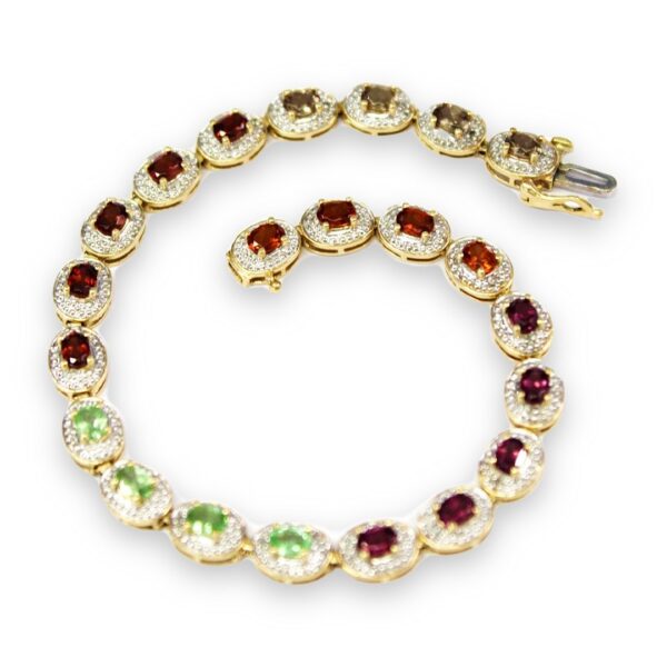 Ladies diamond and multi colored stone bracelet