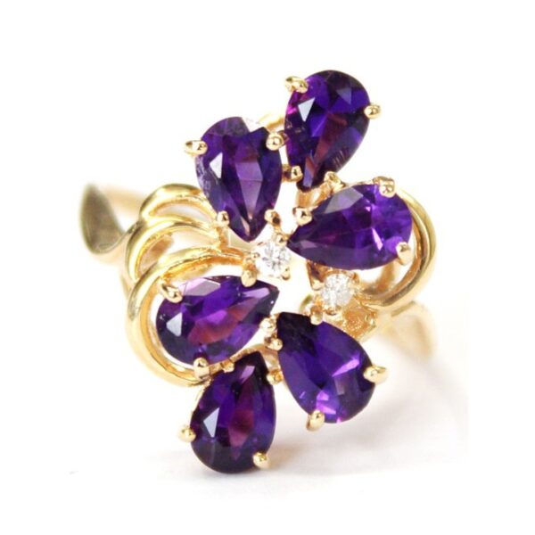 Ladies Amethyst and Diamond Ring