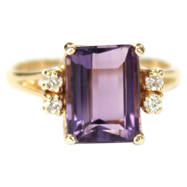 Ladies Amethyst and Diamond Ring