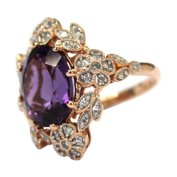 Ladies Amethyst and Diamond Ring