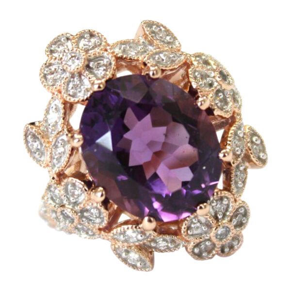 Ladies Amethyst and Diamond Ring - Image 3