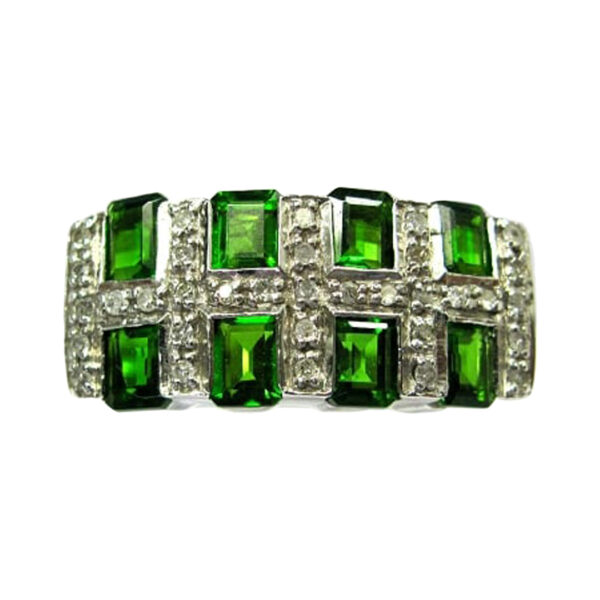 Ladies Diamond and Green Tourmaline Ring