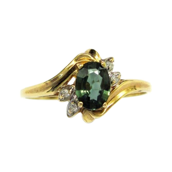 Ladies Green Sapphire and Diamond Ring