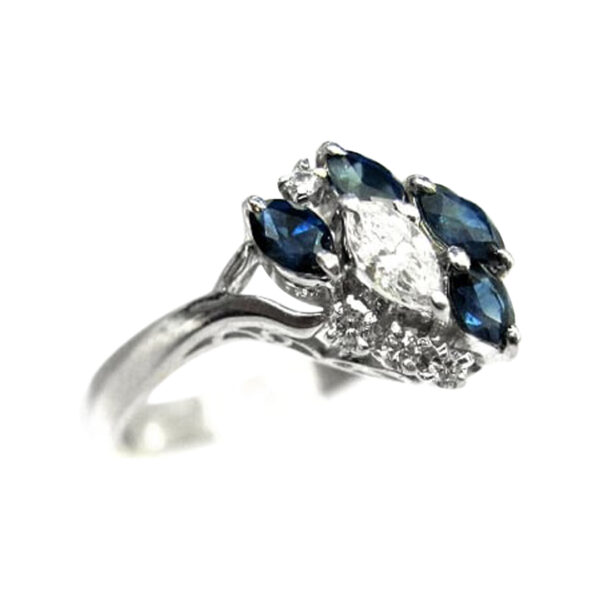 Ladies Diamond and Blue Sapphire Ring