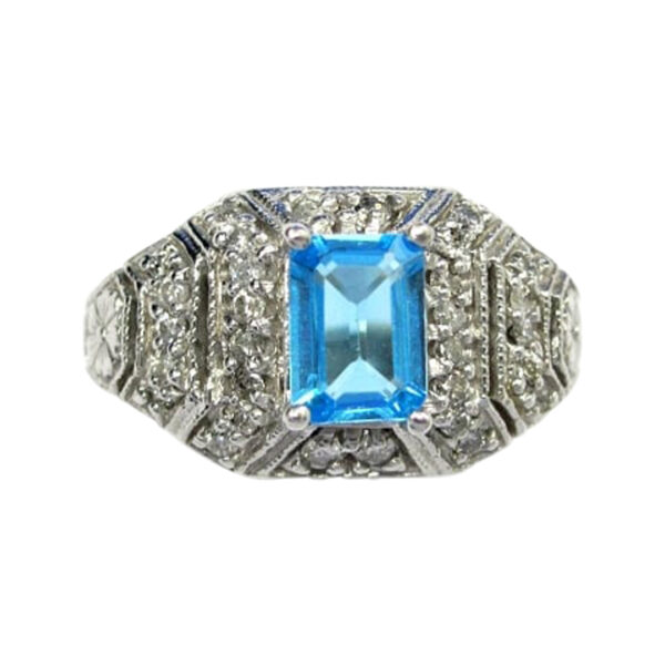 Ladies Blue Topaz and Diamond Ring - Image 2