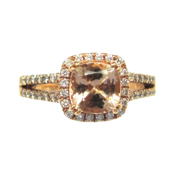 Ladies Morganite and Diamond Ring