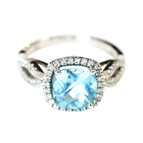 Ladies Blue Topaz and Diamond Ring