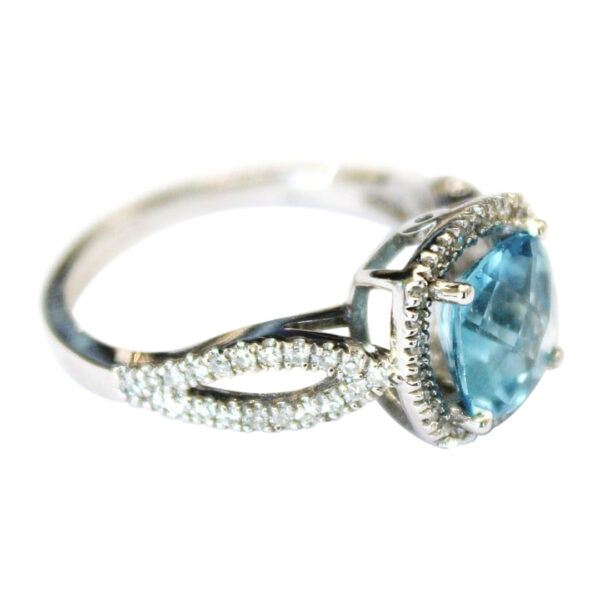 Ladies Blue Topaz and Diamond Ring - Image 2