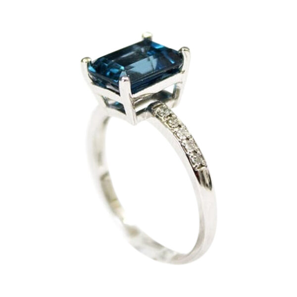 Ladies Blue Topaz and Diamond Ring - Image 3