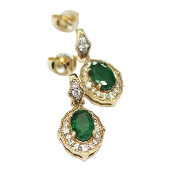 Ladies Emerald and Diamond Earrings - Image 2