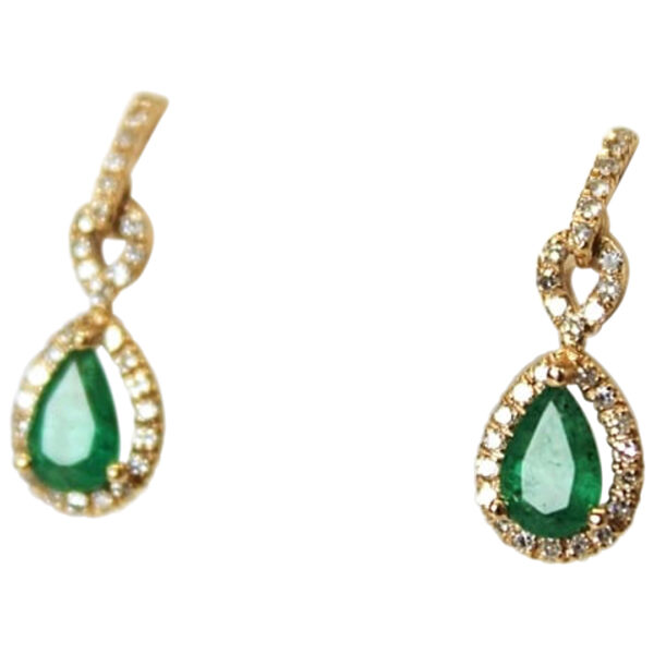 Ladies Diamond and Emerald Earrings - Image 2