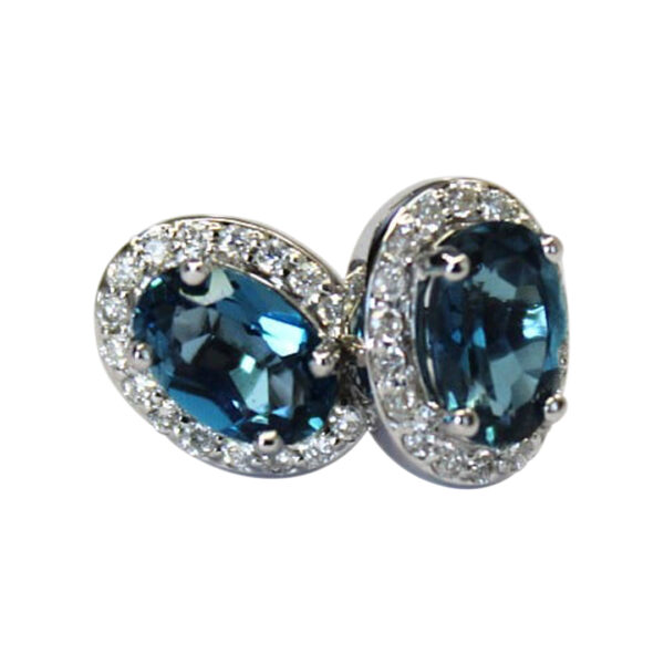 Ladies Diamond and Blue Topaz  Earrings