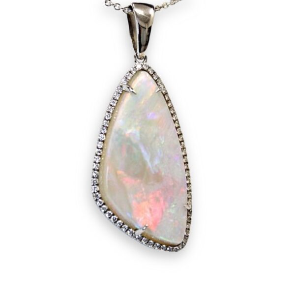 Ladies Opal and Diamond Pendant