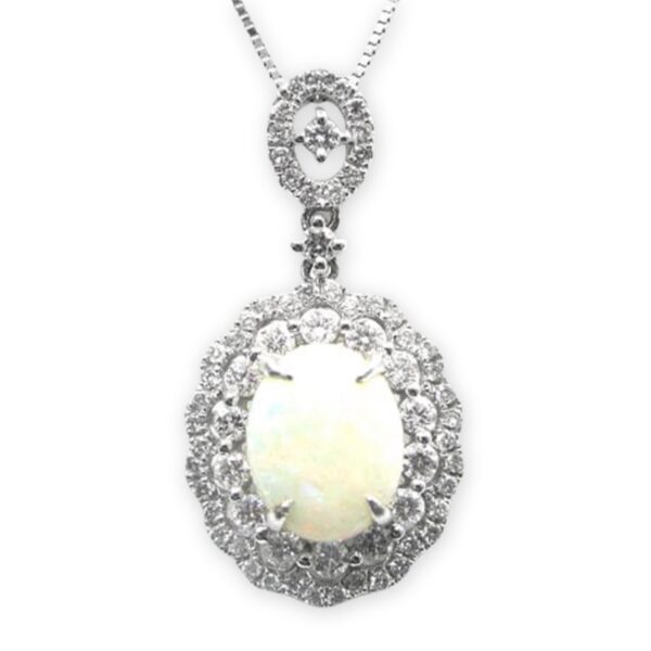 Ladies Opal and Diamond Pendant