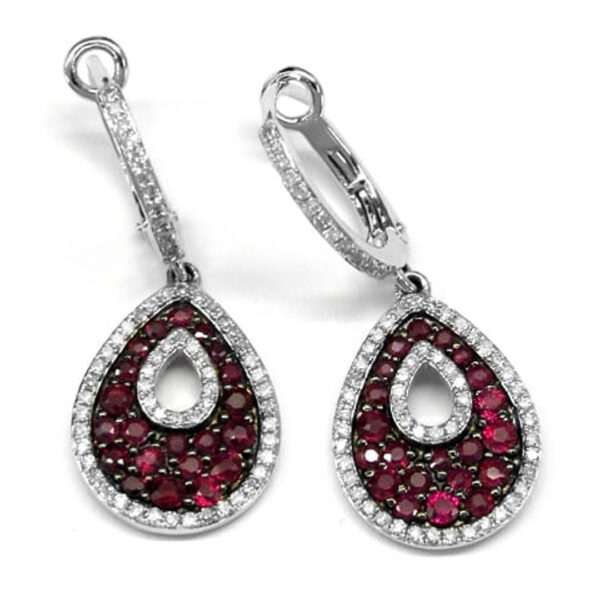 Ladies Diamond and Ruby Earrings - Image 2