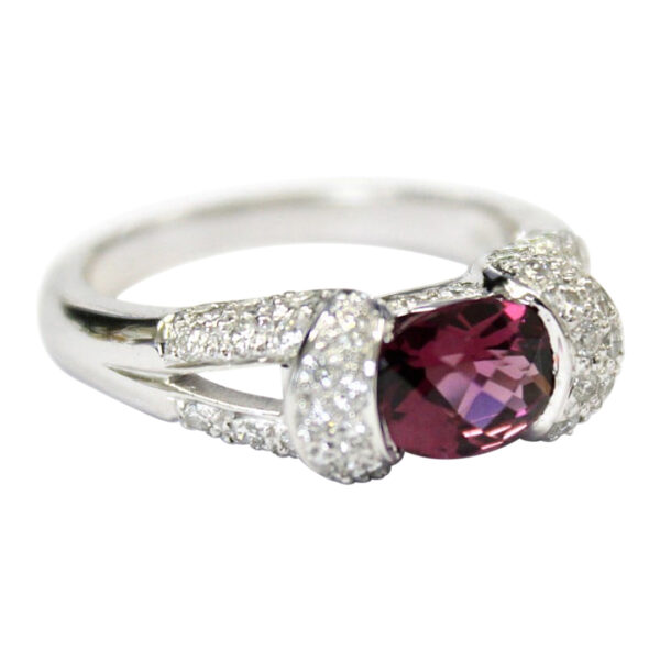 Ladies Rhodolite Garnet and Diamond Ring