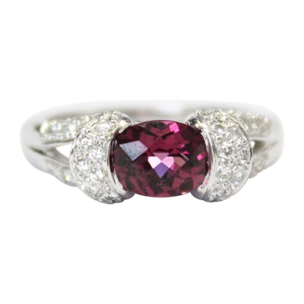 Ladies Rhodolite Garnet and Diamond Ring - Image 2