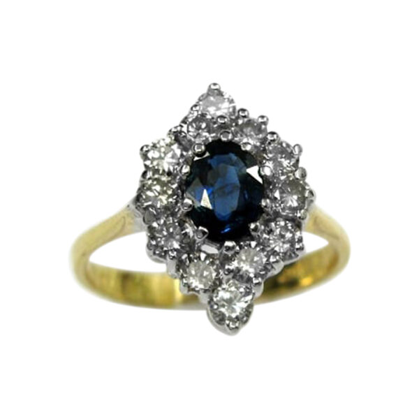 Ladies Diamond and Blue Sapphire Ring