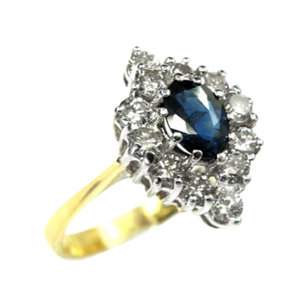 Ladies Diamond and Blue Sapphire Ring - Image 2