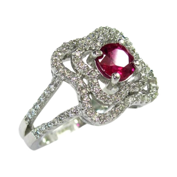 Ladies Diamond and Ruby Ring