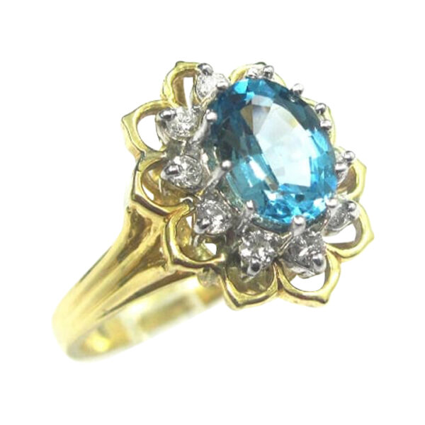 Ladies Diamond and Blue Topaz Ring