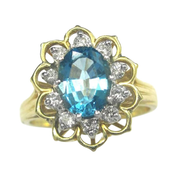 Ladies Diamond and Blue Topaz Ring - Image 2