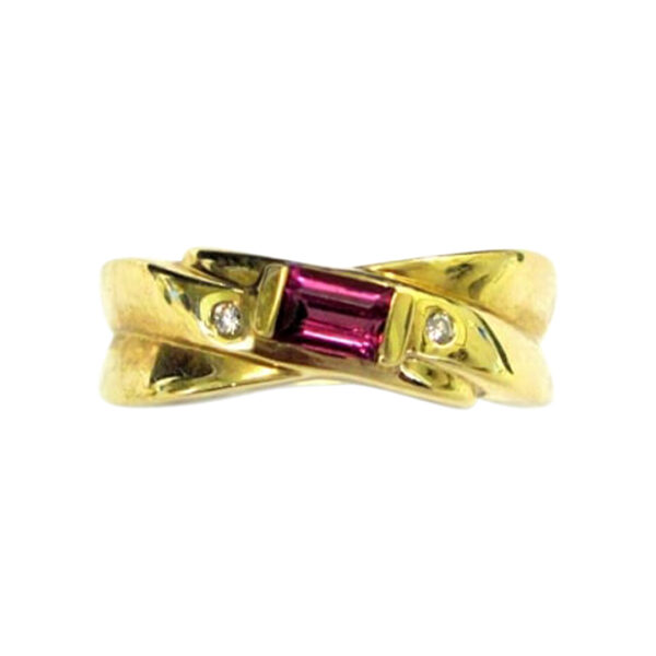 Ladies Pink Tourmaline and Diamond Ring