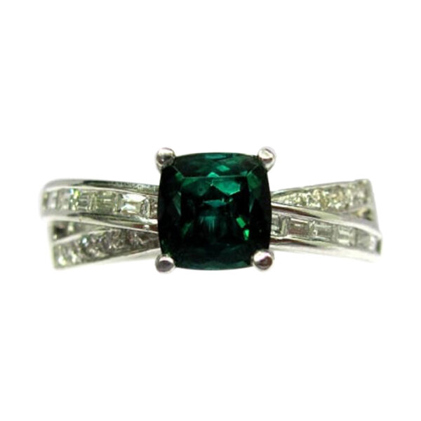 Ladies Diamond and Green Tourmaline Ring