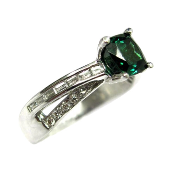 Ladies Diamond and Green Tourmaline Ring - Image 2